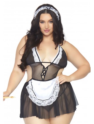 Костюм покоївки Leg Avenue Fantasy French Maid XL/XXL, сукня, трусики, пов’язка