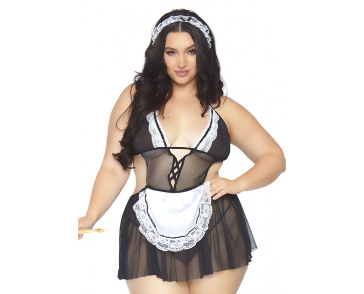 Костюм покоївки Leg Avenue Fantasy French Maid XL/XXL, сукня, трусики, пов’язка