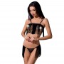 Комплект білизни KASSANDRA SET OpenBra black XXL/3XL - Passion Exclusive: ліф з бахроми, трусики-спі