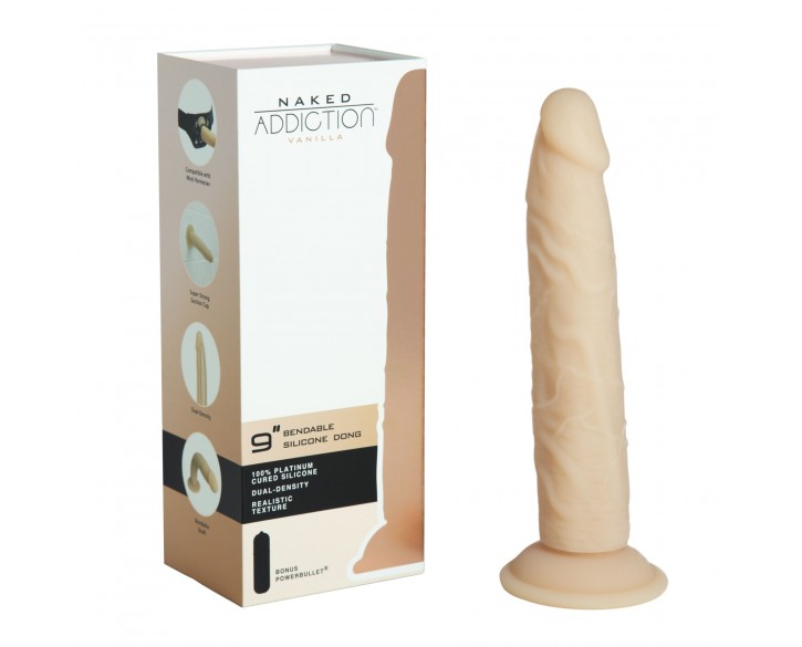 Фалоімітатор Naked Addiction – 9” Silicone Dual Density Bendable Dildo - Vanilla