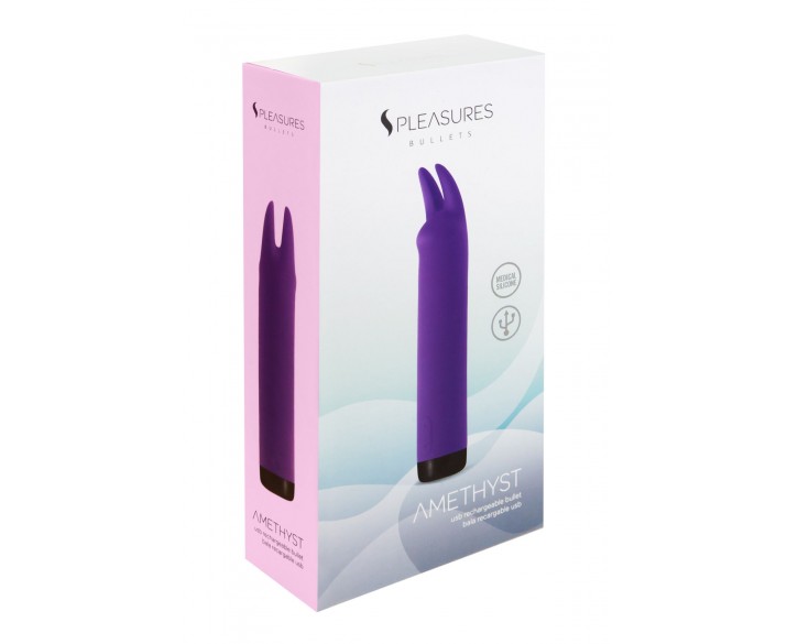 Вібратор S Pleasures Bullets Amethyst, фіолетовий, з двома відростками, 10 режимів, діаметр 3,1 см