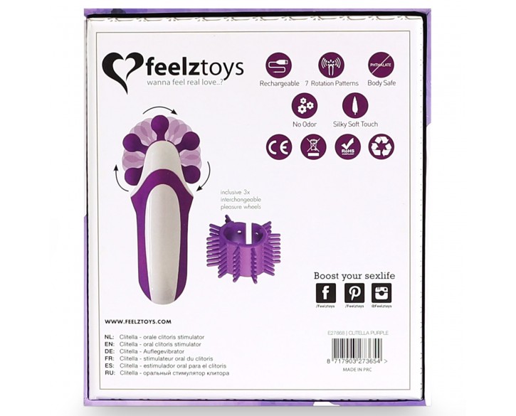 Стимулятор з імітацією оральних пестощів FeelzToys - Clitella Oral Clitoral Stimulator Purple