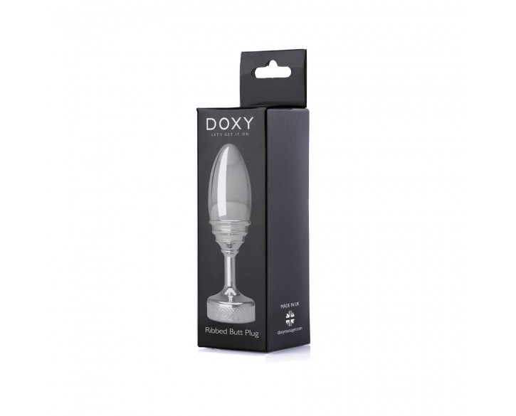 Металева анальна пробка DOXY Butt Plug RIBBED, ребриста, діаметр 3,3 см