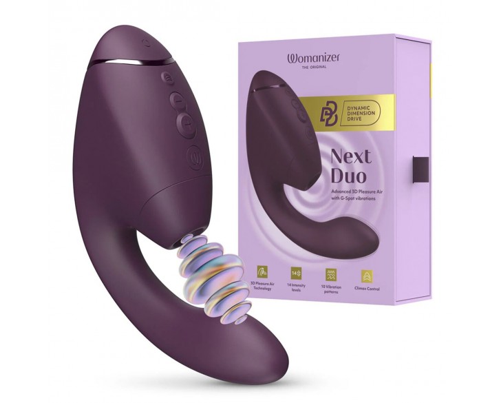 Подвійний вакуумний кліторальний стимулятор з вібрацією Womanizer Next Duo - Dark Purple