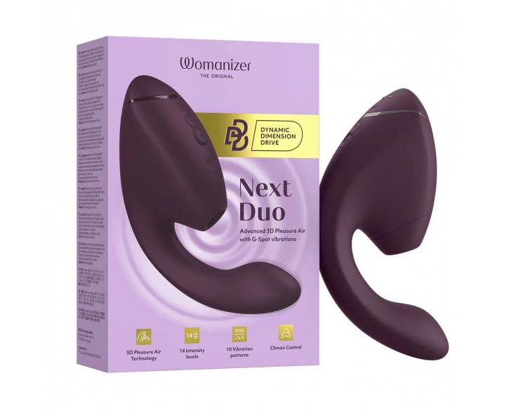 Подвійний вакуумний кліторальний стимулятор з вібрацією Womanizer Next Duo - Dark Purple