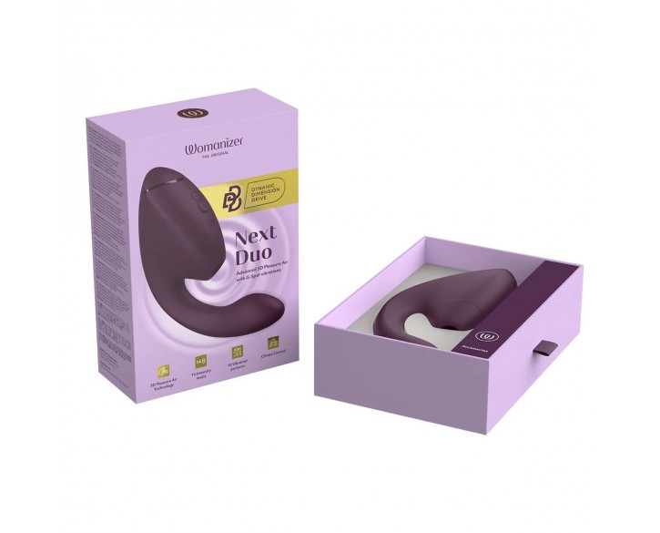 Подвійний вакуумний кліторальний стимулятор з вібрацією Womanizer Next Duo - Dark Purple