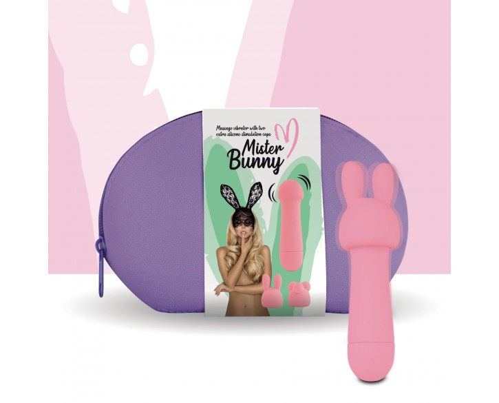 Мінівібратор FeelzToys Mister Bunny Pink з двома насадками