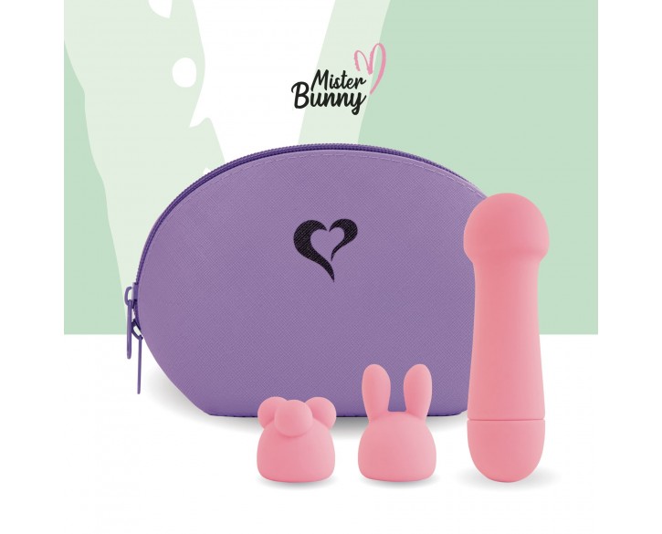 Мінівібратор FeelzToys Mister Bunny Pink з двома насадками