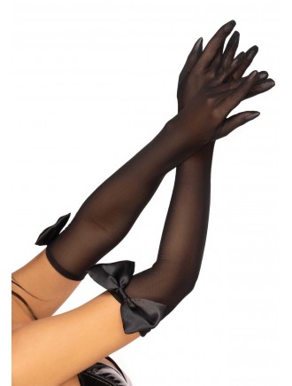 Довгі рукавички Leg Avenue Opera length bow top gloves Black