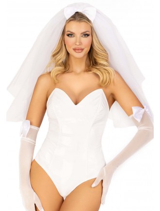 Еротичний костюм нареченої Leg Avenue Tiered bridal veil O/S