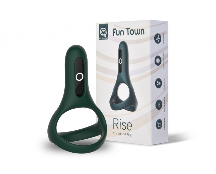 Подвійне ерекційне кільце Fun Town Rise Turquoise, керування зі смартфона