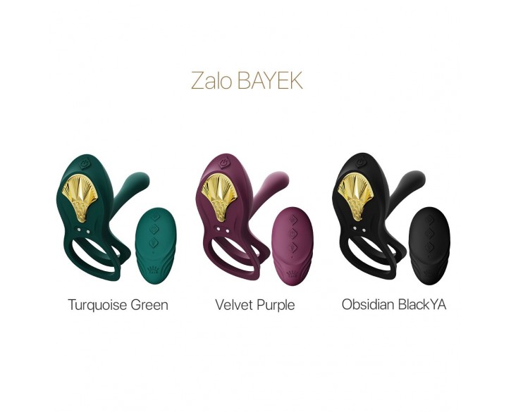 Смарт-ерекційне кільце Zalo - BAYEK Turquoise Green, подвійне з ввідною частиною, пульт ДК