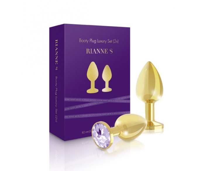 Набір металевих анальних пробок із кристалом RIANNE S – Booty Plug Luxury Set, діаметр 3 та 3,5 см