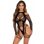 Бодістокінг Leg Avenue Fishnet Garter Harness and Teddy One Size Black
