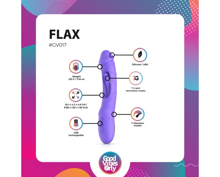 Вібратор Good Vibes Only - Flax Vibrating Dildo with G-Spot Stimulator