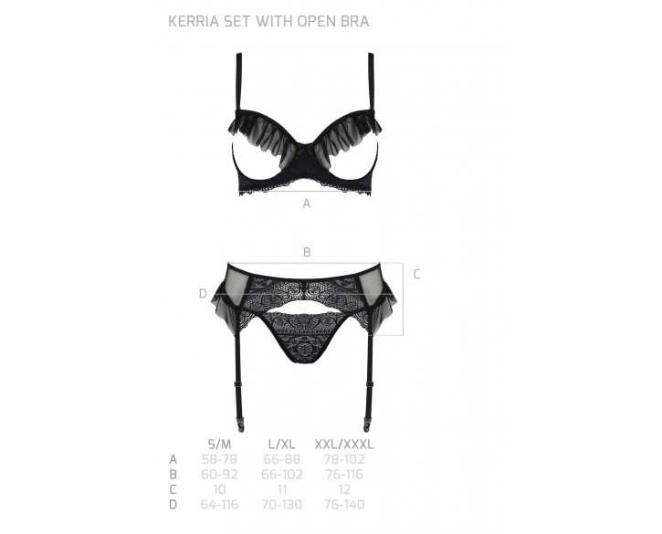 Комплект Passion KERRIA SET WITH OPEN BRA black L/XL - ECO Passion