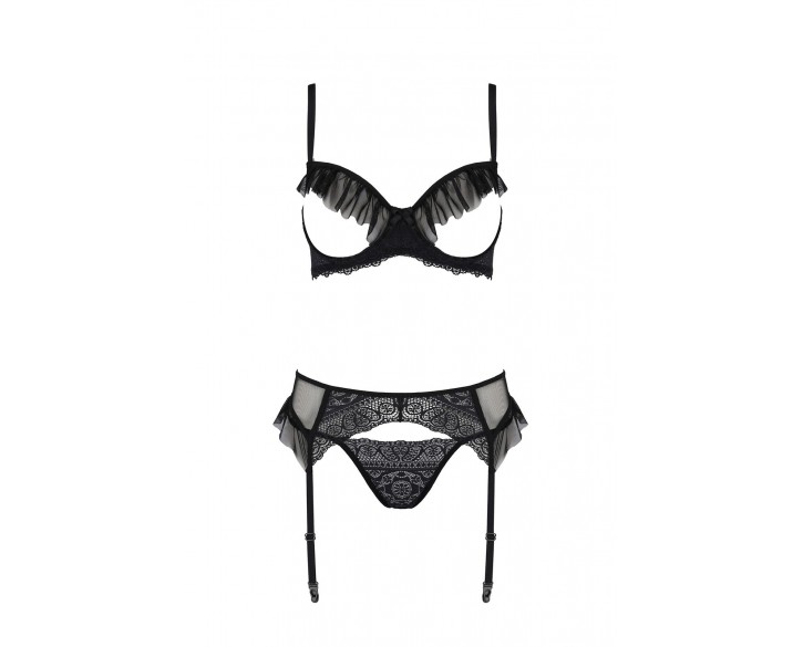 Комплект Passion KERRIA SET WITH OPEN BRA black L/XL - ECO Passion