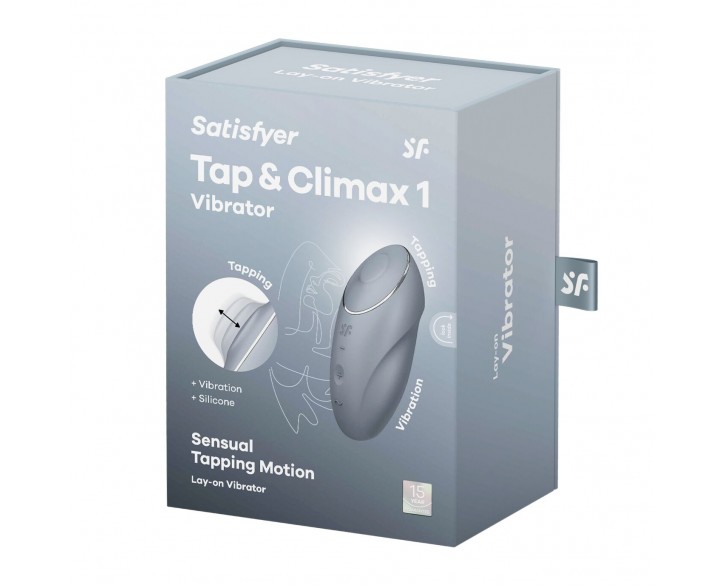 Вібростимулятор-пульсатор Satisfyer Tap & Climax 1 Bluegrey, ефект постукування пальцем, 2 мотори