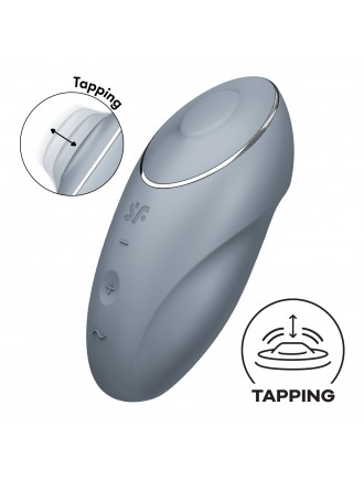 Вібростимулятор-пульсатор Satisfyer Tap & Climax 1 Bluegrey, ефект постукування пальцем, 2 мотори