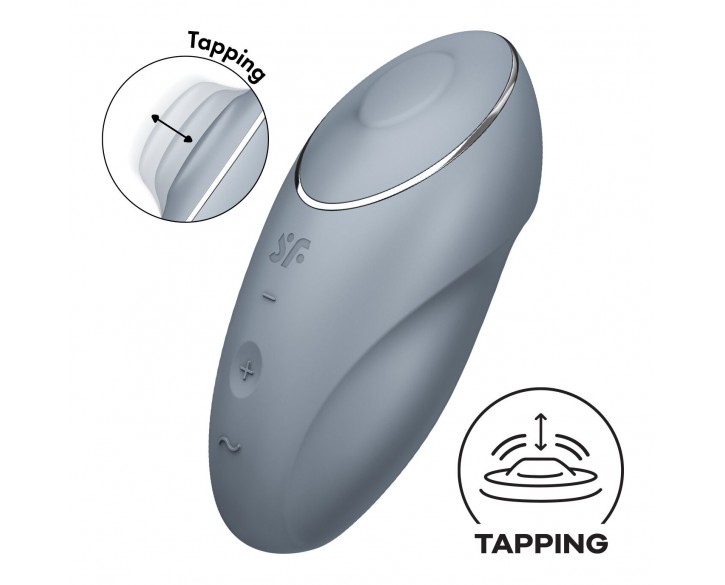 Вібростимулятор-пульсатор Satisfyer Tap & Climax 1 Bluegrey, ефект постукування пальцем, 2 мотори