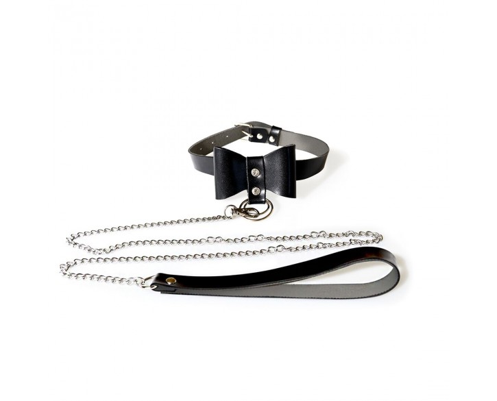 Чокер з повідцем Art of Sex - Butterfly чорний, екошкіра