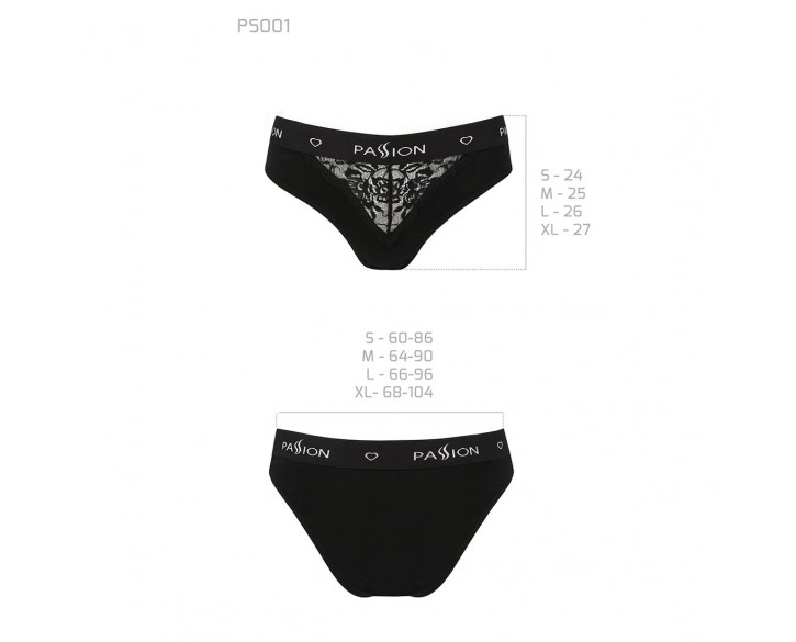 Трусики з широкою гумкою і мереживом Passion PS001 PANTIES black, size M