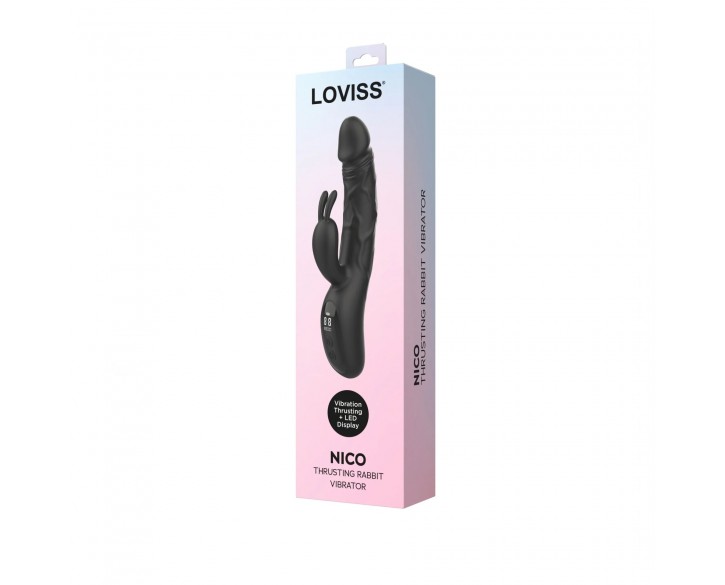 Вібратор-кролик з пульсацією Loviss Nico Thrusting Rabbit Vibrator, 9 режимів, подвійний відросток