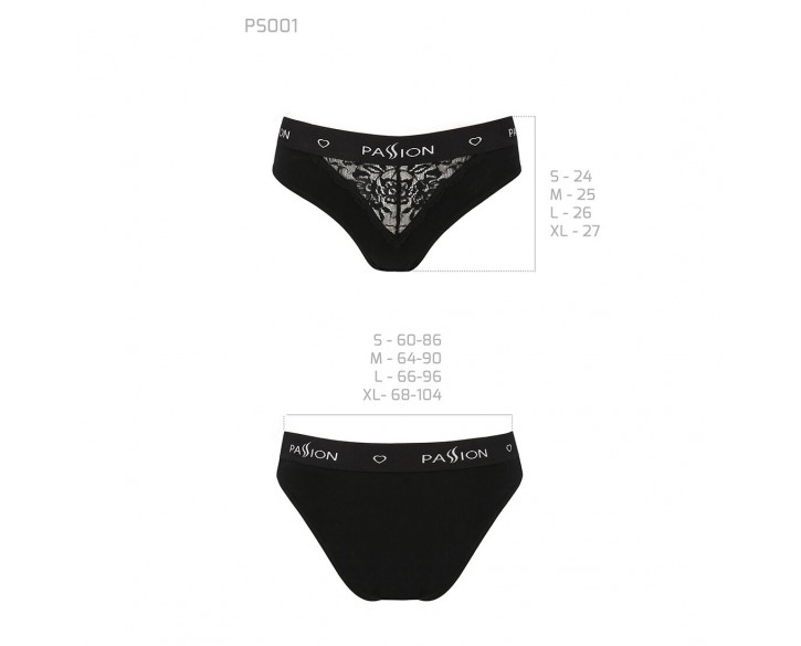 Трусики з широкою гумкою і мереживом Passion PS001 PANTIES black, size S