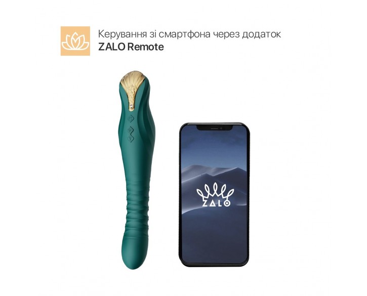 Смартвібратор-пульсатор Zalo — King Turquoise Green, кристал Swarovski