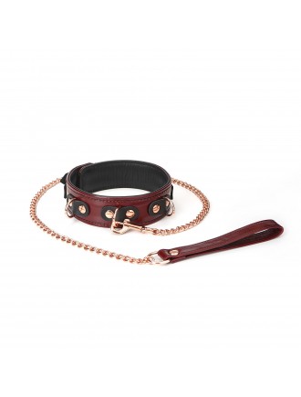 Нашийник з повідцем Liebe Seele Wine Red Collar and Leash