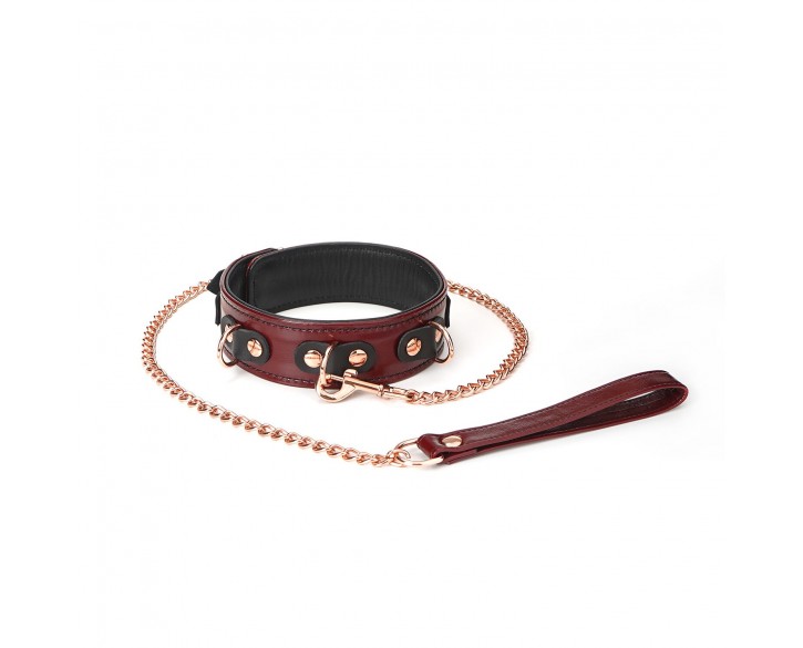 Нашийник з повідцем Liebe Seele Wine Red Collar and Leash