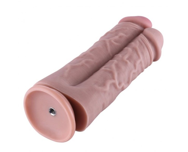 Подвійний дилдо для секс-машин Hismith 8.5″ Two Cocks One Hole Silicone Dildo