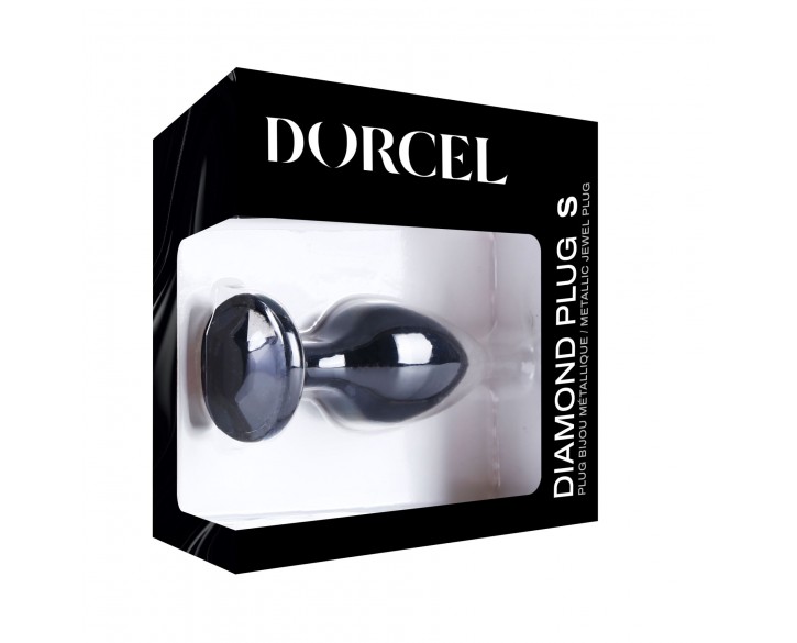 Металева анальна пробка з кристалом Dorcel Diamond Plug Black S