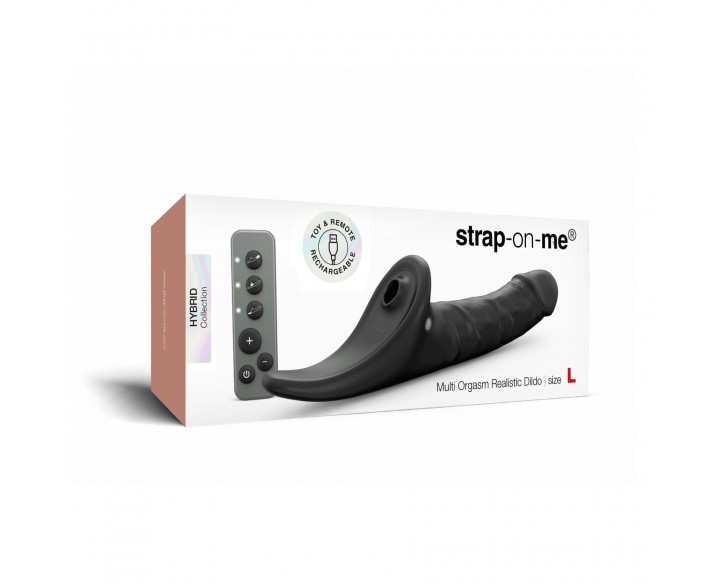 Вібронасадка для страпону з вакуумною стимуляцією Strap-On-Me Multi Orgasm Realistic Dildo L Black