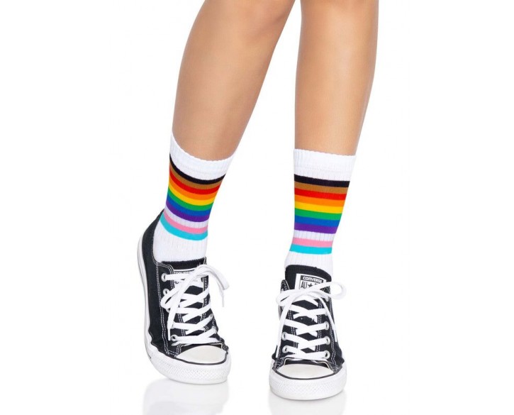 Шкарпетки жіночі в смужку Leg Avenue Pride crew socks Rainbow, 37–43 розмір