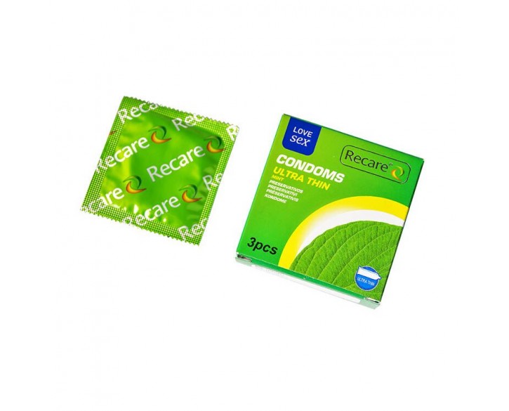 Презервативи Ultra Thin Mint Condoms 3 шт, ультратонкі, аромат: м'ята
