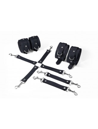 Набір для БДСМ 3 в 1 Feral Feelings BDSM Kit 3 Black, black, наручники, поножі, хрестовина