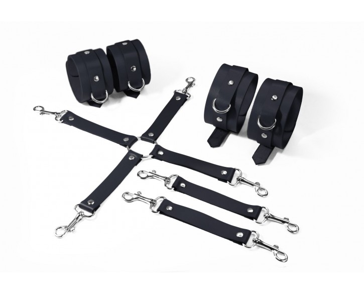 Набір для БДСМ 3 в 1 Feral Feelings BDSM Kit 3 Black, black, наручники, поножі, хрестовина