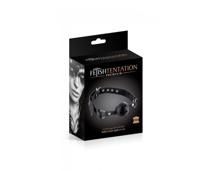 Кляп Fetish Tentation Premium Leather gag with stiff ball