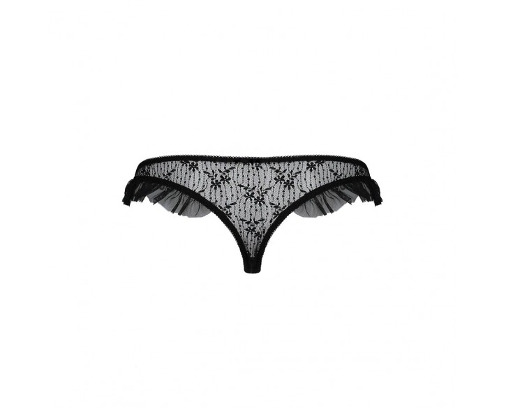 Трусики з оборками DONIA THONG black L/XL - Passion Exclusive