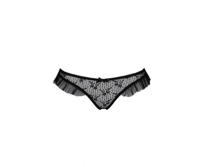 Трусики з оборками DONIA THONG black L/XL - Passion Exclusive