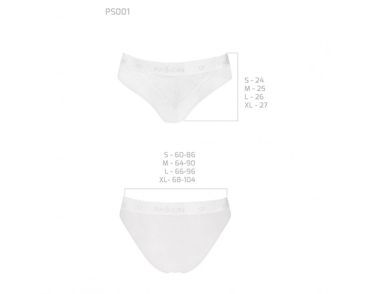 Трусики з широкою гумкою і мереживом Passion PS001 PANTIES white, size L