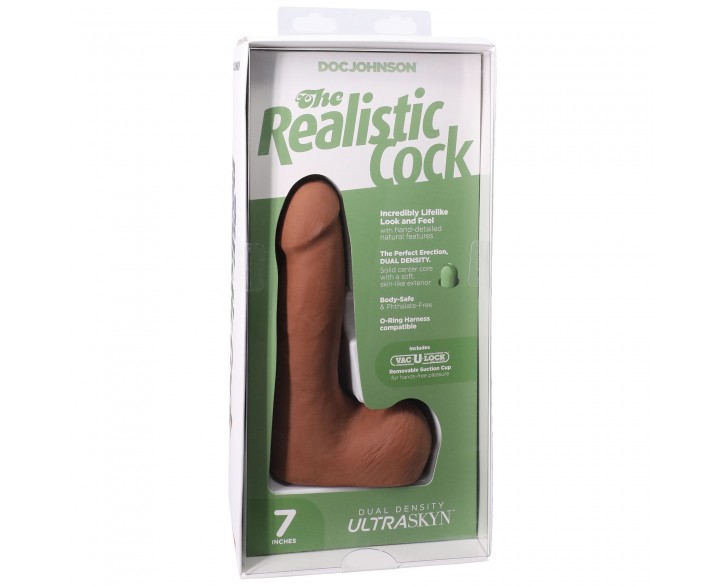 Фалоімітатор Doc Johnson The Realistic Cock ULTRASKYN - 7 Inch with Balls Caramel