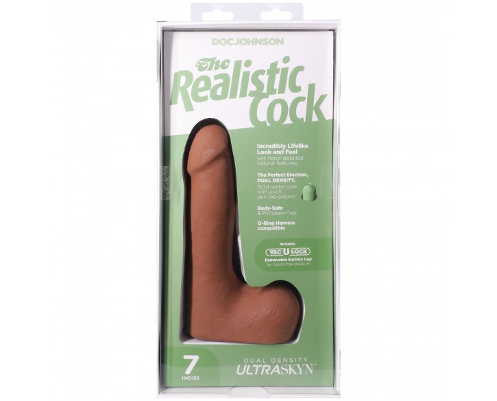 Фалоімітатор Doc Johnson The Realistic Cock ULTRASKYN - 7 Inch with Balls Caramel