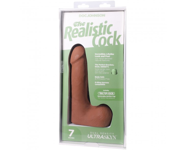 Фалоімітатор Doc Johnson The Realistic Cock ULTRASKYN - 7 Inch with Balls Caramel