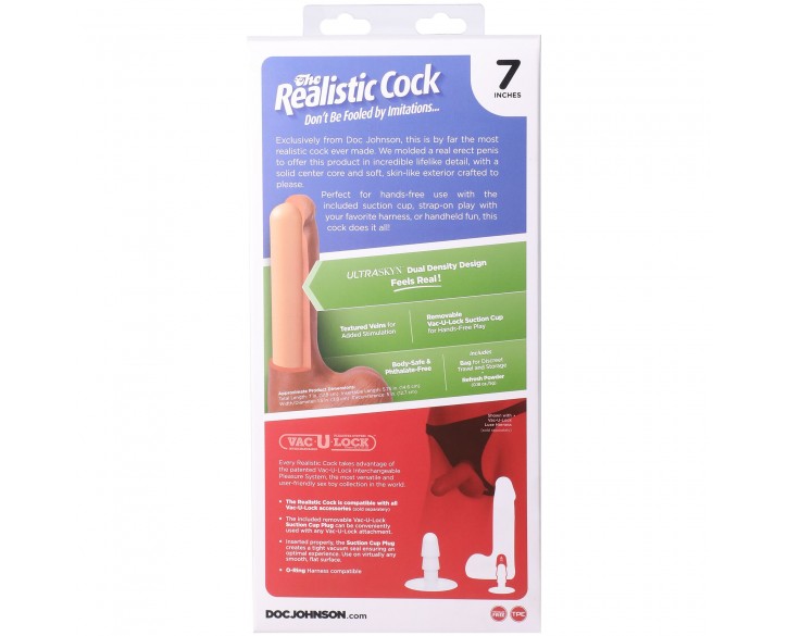 Фалоімітатор Doc Johnson The Realistic Cock ULTRASKYN - 7 Inch with Balls Caramel