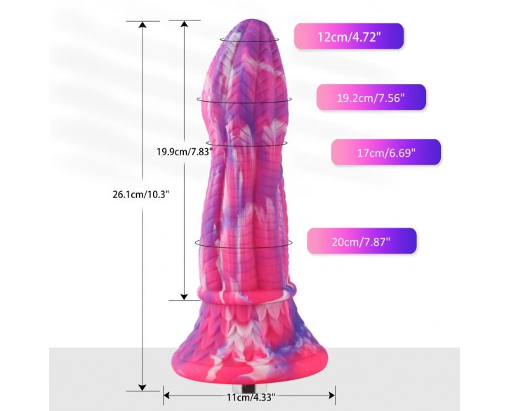 Фалоімітатор для секс-машин Hismith 10.3″ Silicone Monster Dildo Series, система кріплення KlicLok т