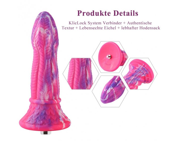 Фалоімітатор для секс-машин Hismith 10.3″ Silicone Monster Dildo Series, система кріплення KlicLok т