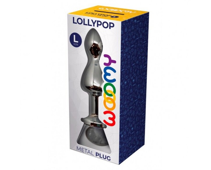 Металева анальна пробка Wooomy Lollypop Double Ball Metal Plug L, діаметр 3,5 см, довжина 10,5 см