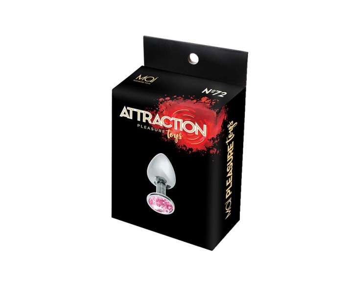 Металева анальна пробка з рожевим кристалом MAI Attraction Toys №72, довжина 5 см, діаметр 2,5 см